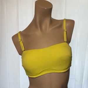 Shade & Shore Yellow Ribbed Bikini Top